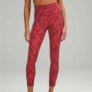Lululemon Wunder Under High-Rise Tights Leggings 25" Spray Leaf Red Women’s 6